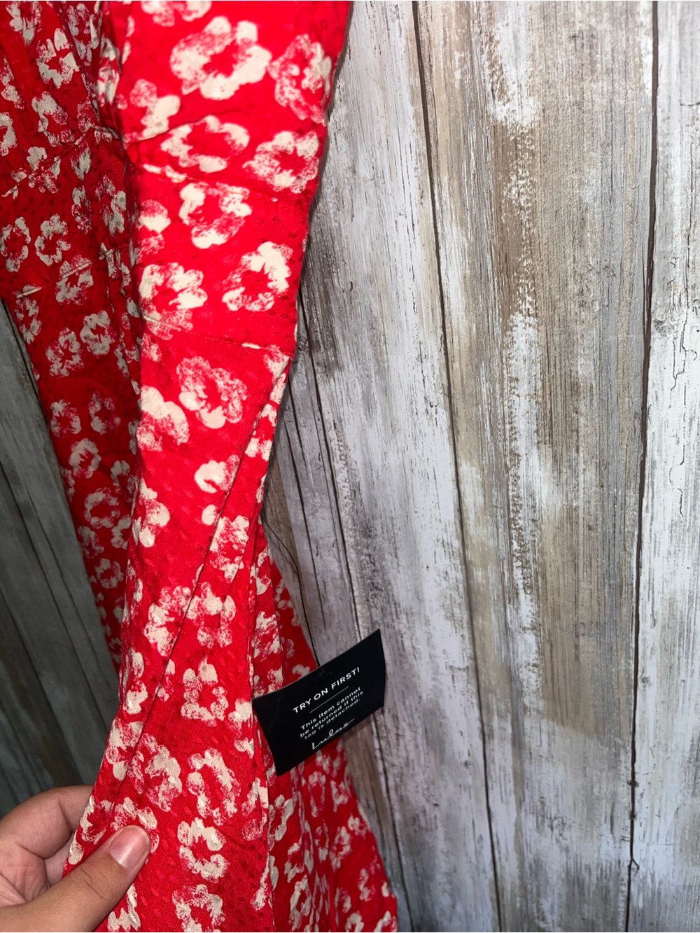 Lulus Red Floral Textured Deep V Mini Dress XS NWT Short Sleeve Rayon - Picture 4 of 7